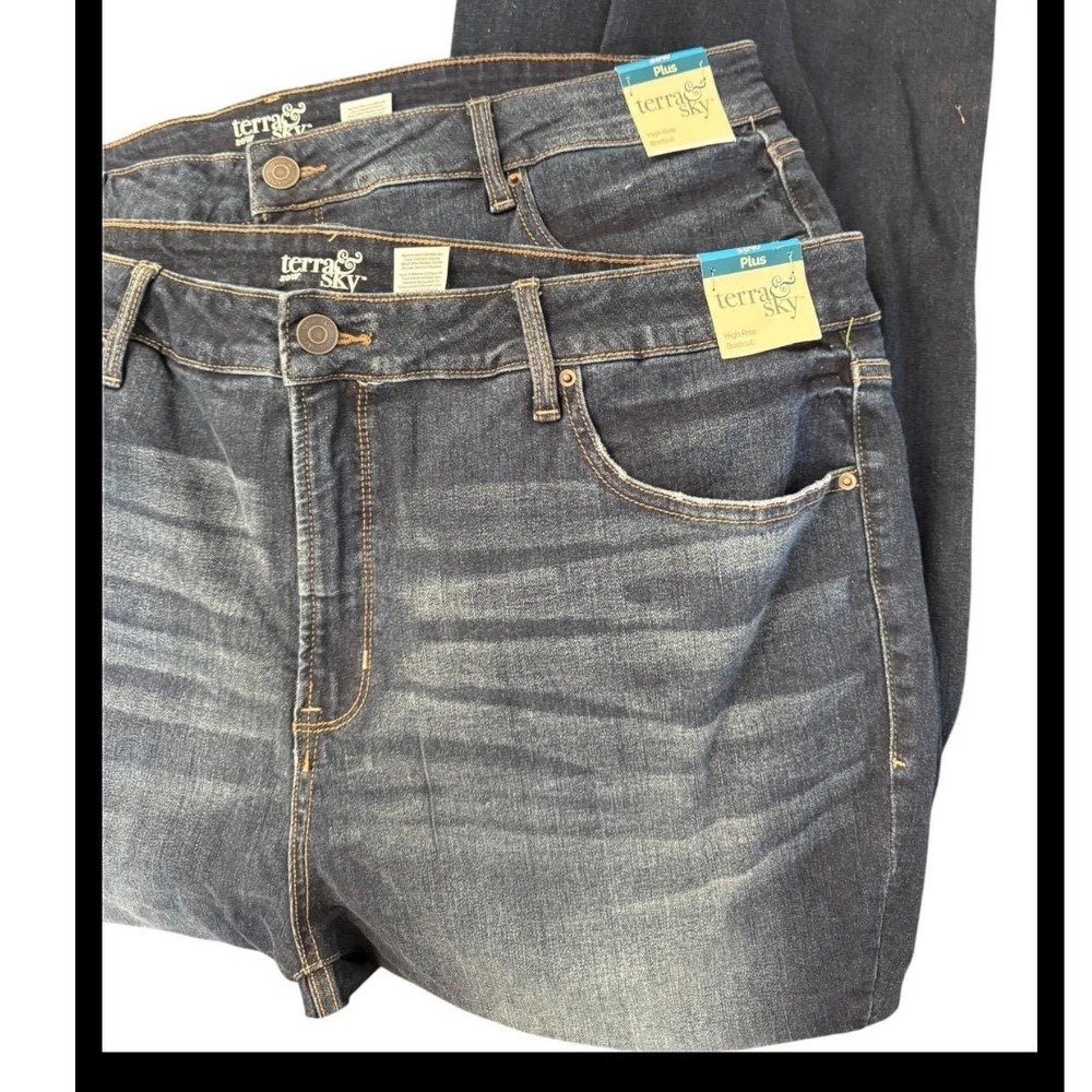 Terra & Sky | new 2 pairs bootcut jeans, dark denim size 20